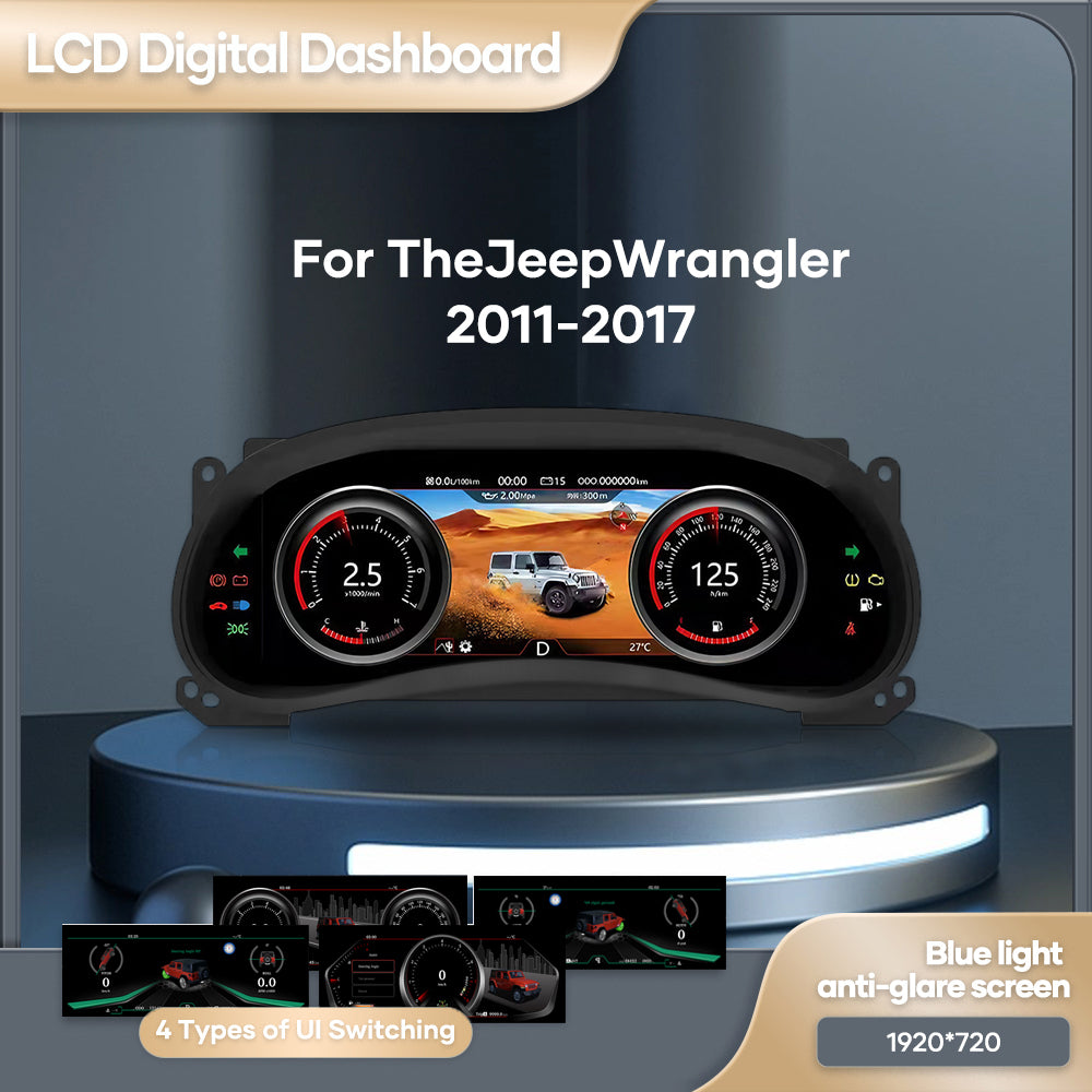 12.3 Inch Digitale Dashboard For Jeep Wrangler 2011-2017 Years Auto Lcd Paneel Snelheidsmeter Virtuele Cockpit Voor