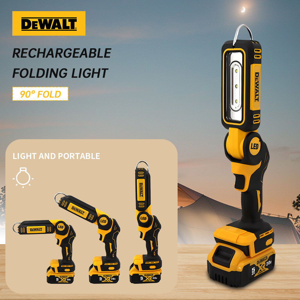 Dewalt Work Light LED Lighting 20V Battery 90 Degree Foldable Flashlight Multifunctional Household Handheld Emergency Light