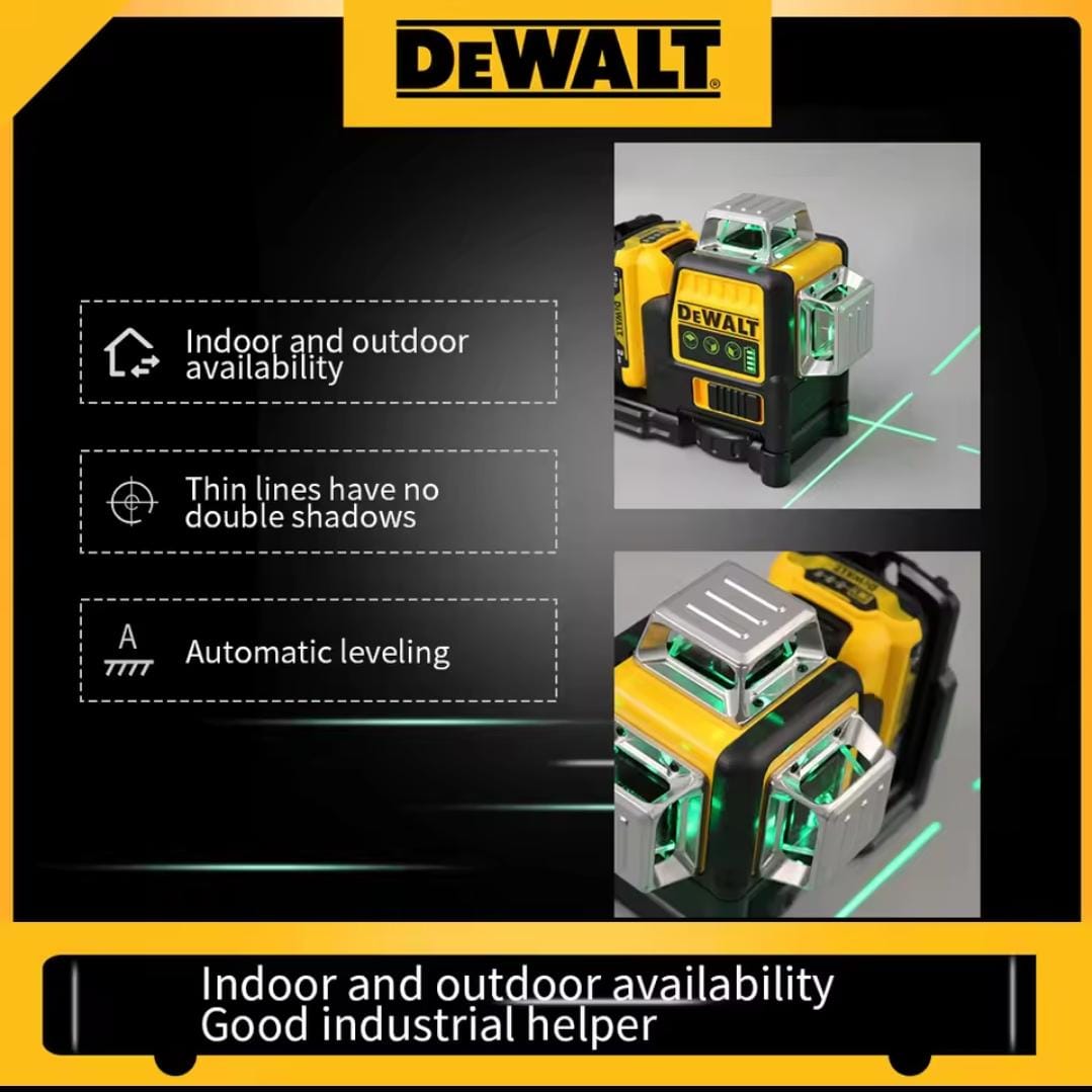 Dewalt Laser Level DW089LG Self Levelling 12 Lines 3*360 Degrees Green Beam Laser Rechargeable