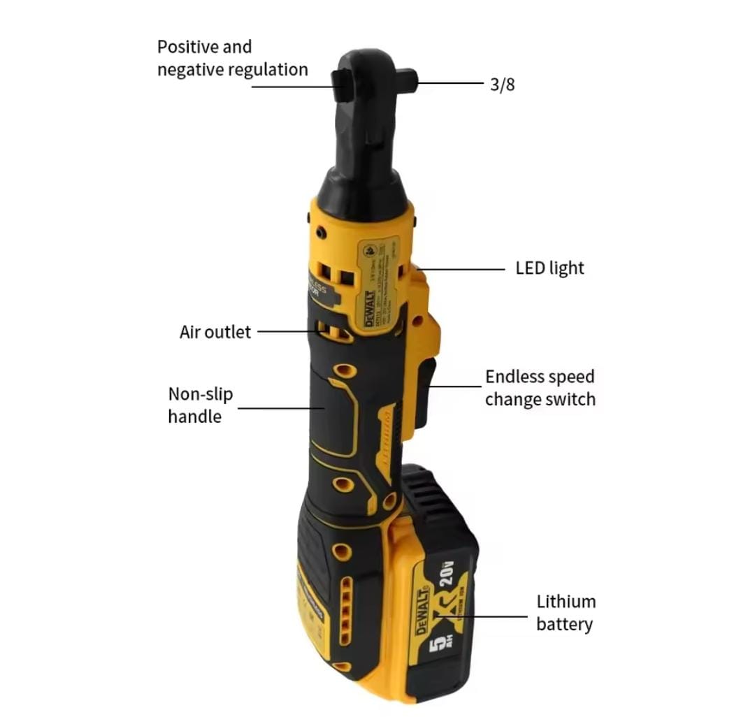 DEWALT DCF512 Ratchet Right Angle Wrench Variable Speed Brushless Power Wrench LED light Cordless 20V Battery Power Tools