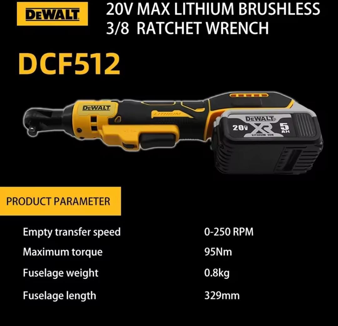 DEWALT DCF512 Ratchet Right Angle Wrench Variable Speed Brushless Power Wrench LED light Cordless 20V Battery Power Tools