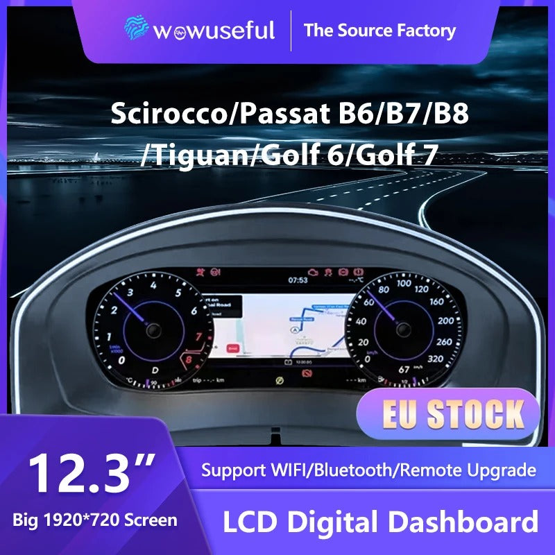 12.3'' Digital Dashboard Cluster For VW CC Scirocco Jetta 4 Golf 6 MK7 Passat B8 B6 7 Variant virtual Instrument Paneel Cockpit