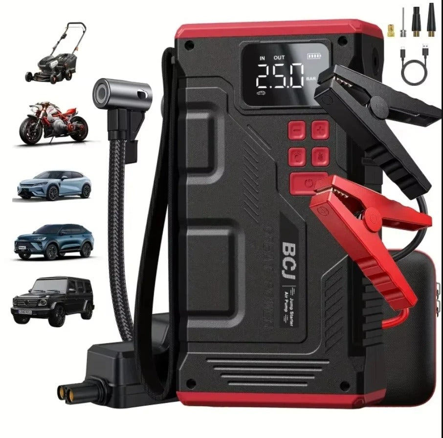 2025 New Car Starter Jump Battery Jump Starter Portable With Air Compressor, 5000A Peak 150PSI Digital Tire Inflator