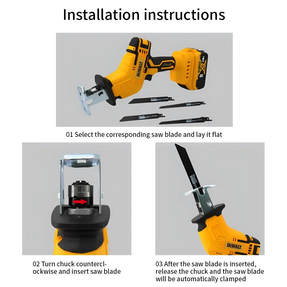 Dewalt Brushless Cordless Electric Reciprocating Saw for Wood / Metal Cutting with 4pcs Blades 20V Battery Portable Power Tool