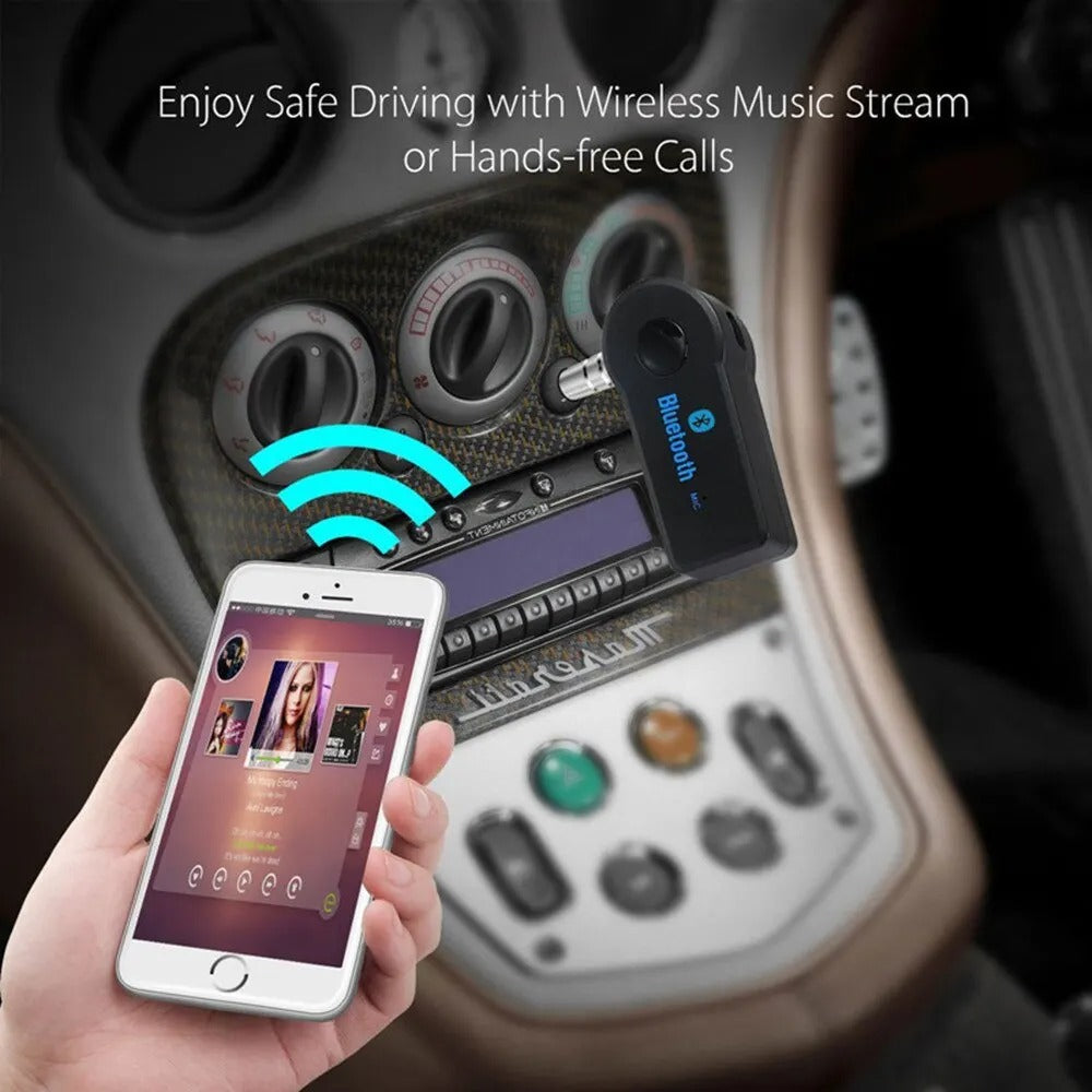 Aux Car Bluetooth 5.0 Receiver – Wireless 3.5mm Jack Audio Adapter for Car, Speakers & Amplifier with Mic