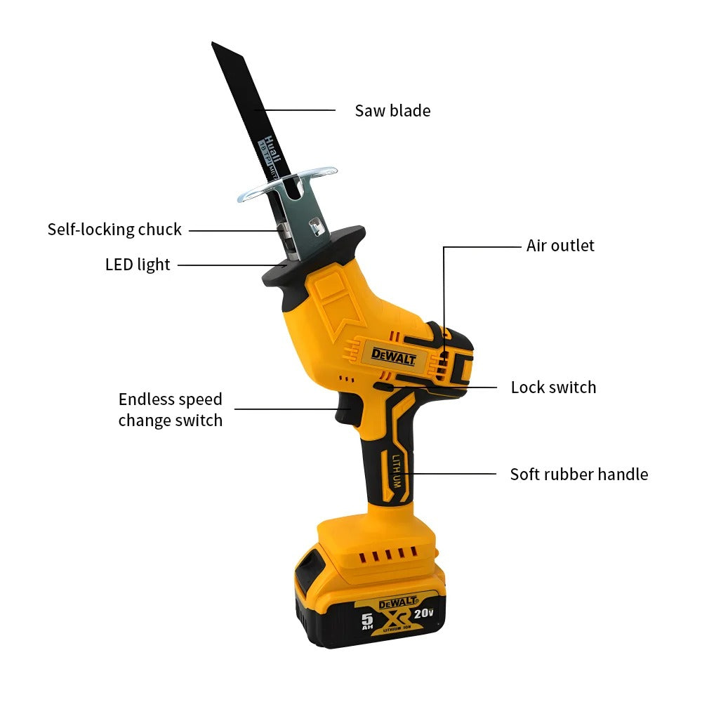 Dewalt Brushless Cordless Electric Reciprocating Saw for Wood / Metal Cutting with 4pcs Blades 20V Battery Portable Power Tool